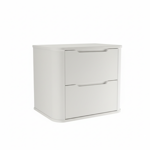Dulap pentru lavoar Luma 60 cm, finisaj alb, cu 2 sertare, margini rotunjite, design modern fără mânere și sistem Soft Close.