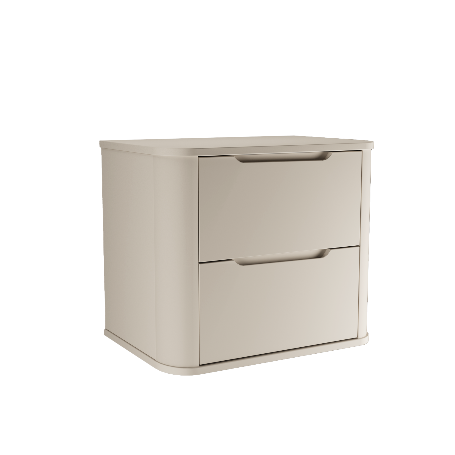 Dulap pentru lavoar Luma 60 cm, finisaj Casmir mat, cu 2 sertare, margini rotunjite, design modern fără mânere și sistem Soft Close.