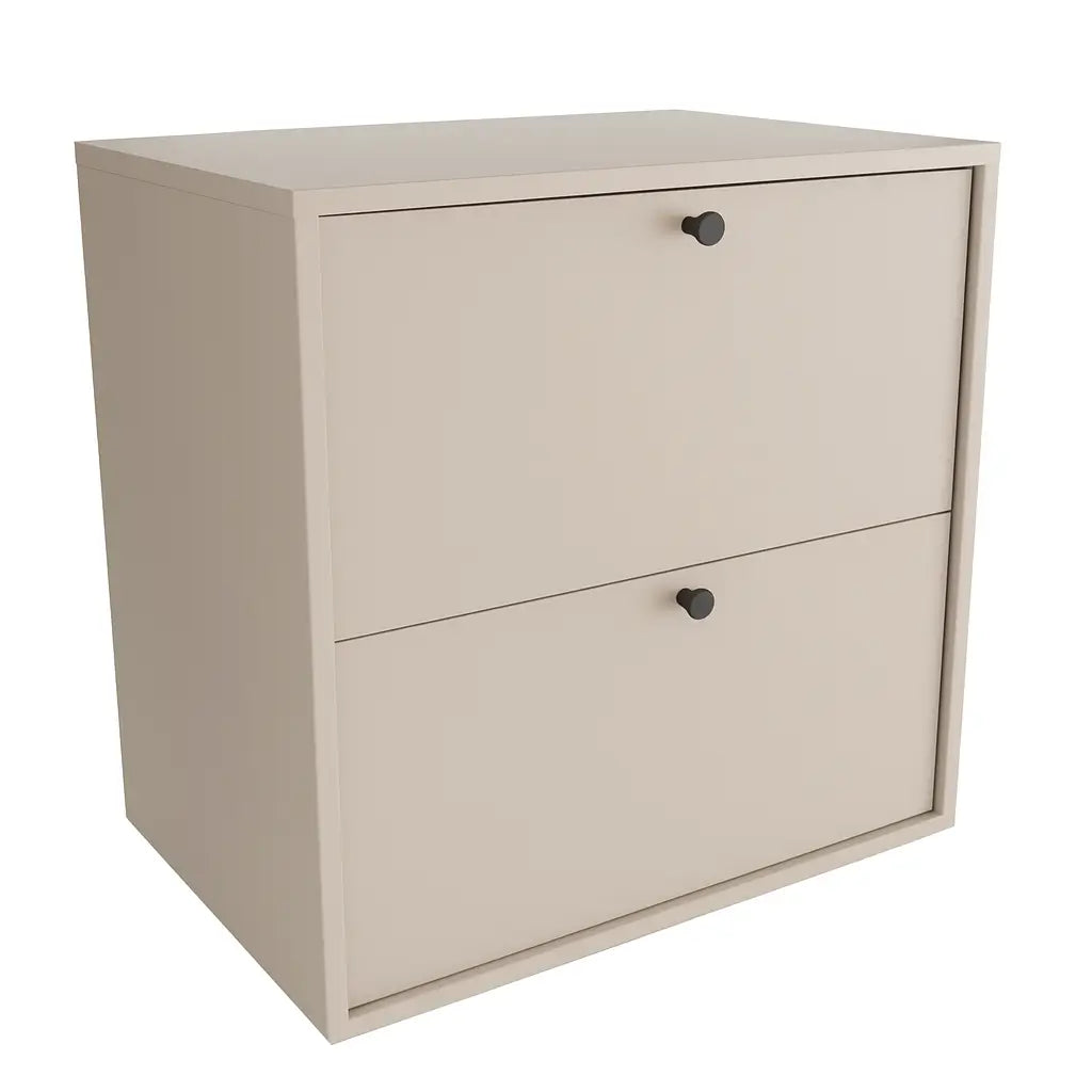 Dulap pentru lavoar Belino 60 cm Cașmir, mobilier baie compact cu 2 sertare Soft Close, fronturi netede și blat inclus pentru lavoar tip bol