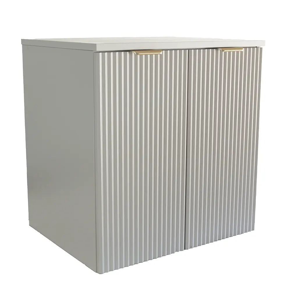 Dulap pentru lavoar Willy 60 cm Casmir cu 2 uși, fronturi canelate și design compact modern, ideal pentru băi mici și elegante.