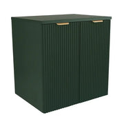 Dulap baie Willy 60 cm Verde, 2 uși Soft-Close, fronturi MDF canelate, design modern natural pentru spații elegante.