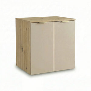 Dulap pentru lavoar Orio 60 cm Casmir/Stejar Artizanal cu 2 uși și raft interior. Design elegant, modern și spațiu practic de depozitare pentru baie.