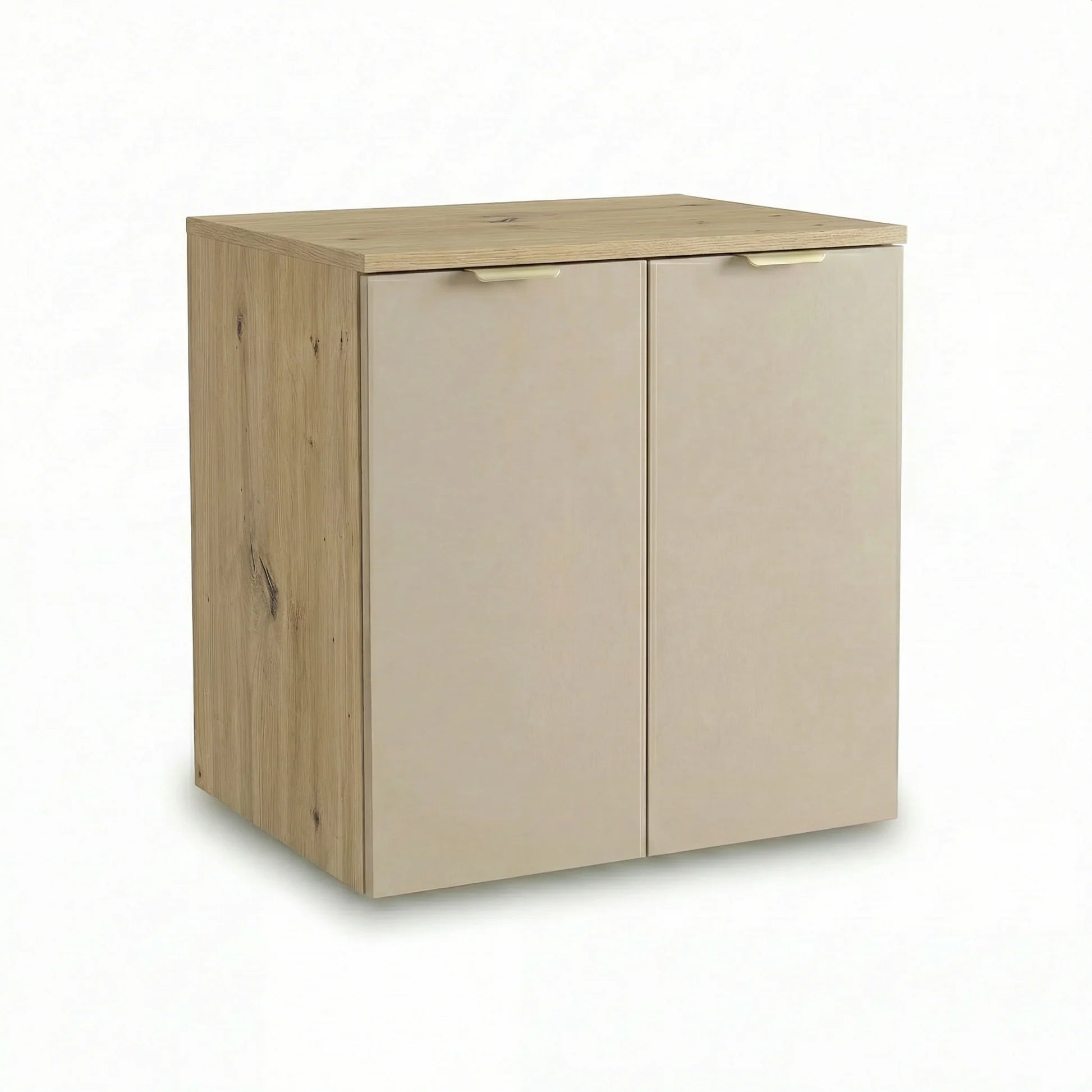 Dulap pentru lavoar Orio 60 cm Casmir/Stejar Artizanal cu 2 uși și raft interior. Design elegant, modern și spațiu practic de depozitare pentru baie.