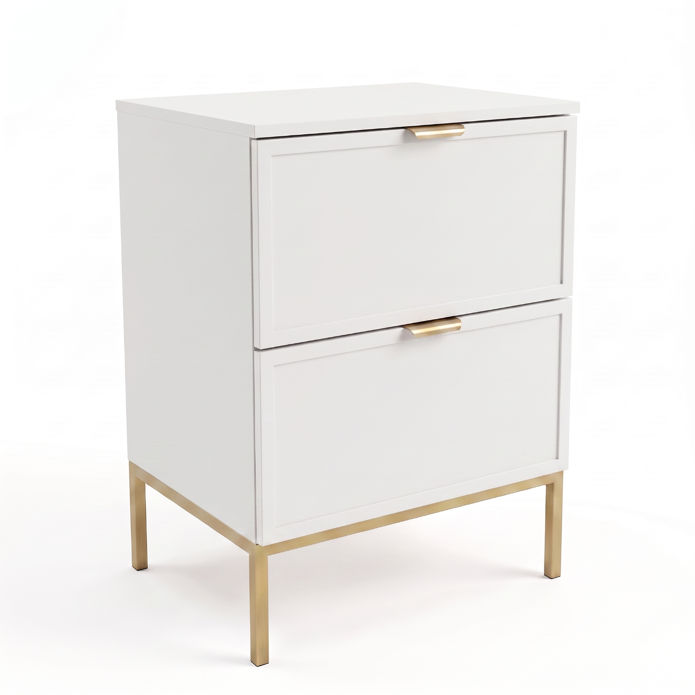 Dulap pentru lavoar Roma 60 cm alb, cu cadru metalic, 2 sertare Soft-Close, fronturi MDF cu ramă decorativă, mobilier elegant pentru baie.