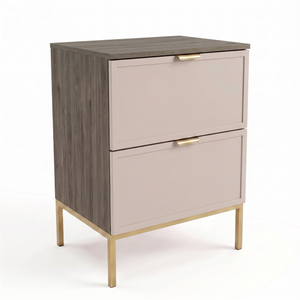 Dulap pentru lavoar Roma 60 cm Cașmir/Nuc Închis, cu cadru metalic, 2 sertare Soft-Close, fronturi MDF cu ramă decorativă, mobilier elegant pentru baie.