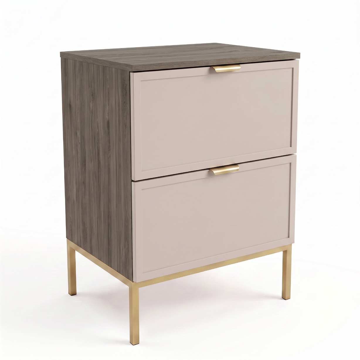 Dulap pentru lavoar Roma 60 cm Cașmir/Nuc Închis, cu cadru metalic, 2 sertare Soft-Close, fronturi MDF cu ramă decorativă, mobilier elegant pentru baie.