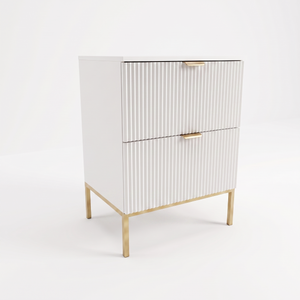 Dulap pentru lavoar Willy 60 cm alb, cu cadru metalic, 2 sertare Soft-Close, fronturi MDF riflate, mobilier modern pentru baie.