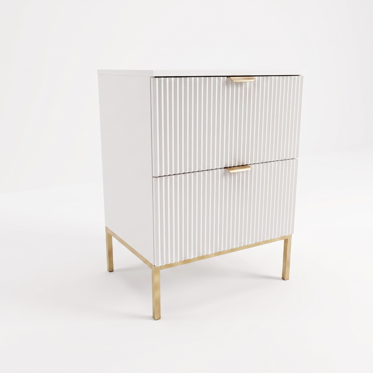 Dulap pentru lavoar Willy 60 cm alb, cu cadru metalic, 2 sertare Soft-Close, fronturi MDF riflate, mobilier modern pentru baie.