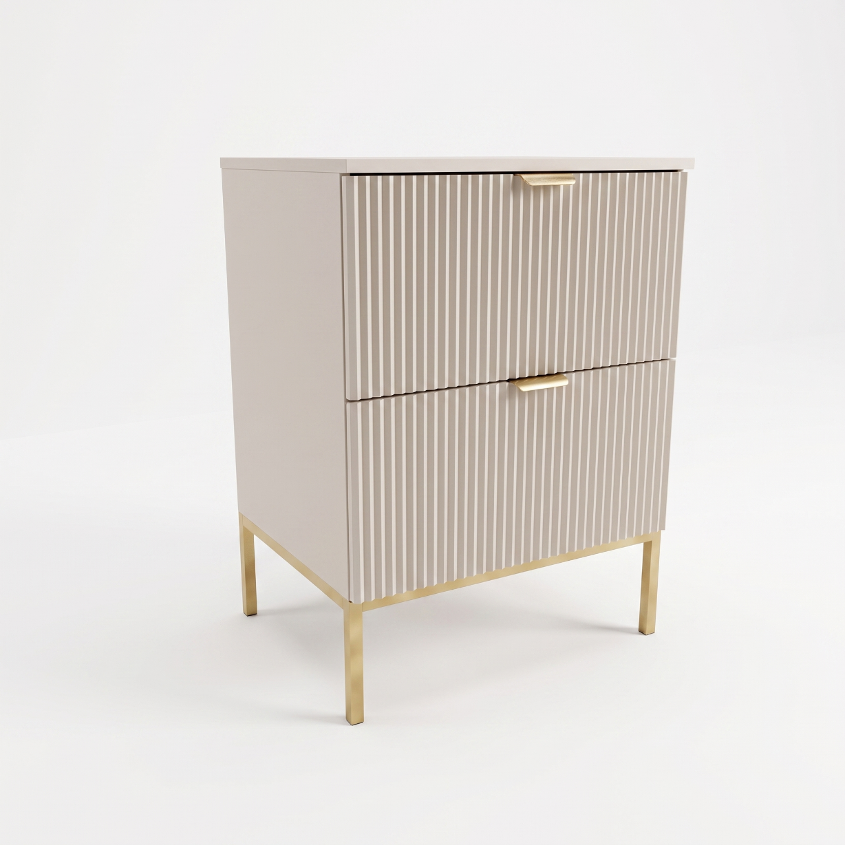 Dulap pentru lavoar Willy 60 cm Cașmir, cu cadru metalic, 2 sertare Soft-Close, fronturi MDF riflate, mobilier elegant pentru baie.