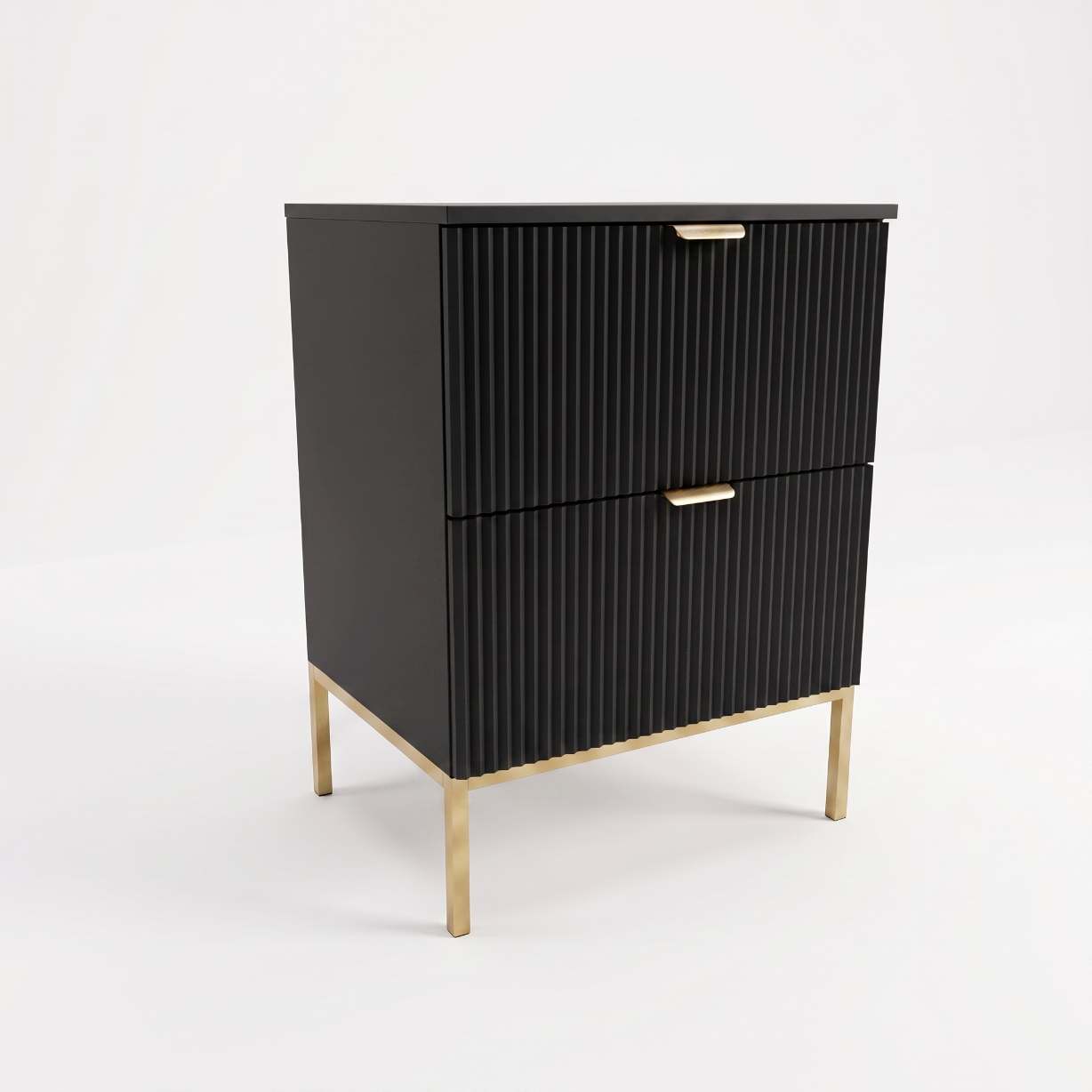 Dulap pentru lavoar Willy 60 cm negru, cu cadru metalic, 2 sertare Soft-Close, fronturi MDF riflate, mobilier modern pentru baie.