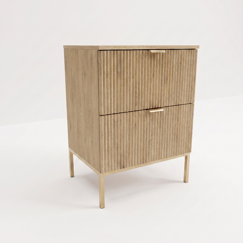 Dulap pentru lavoar Willy 60 cm Stejar Cremona, cu cadru metalic, 2 sertare Soft-Close, fronturi MDF riflate, mobilier modern pentru baie.