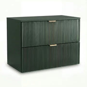 Dulap pentru lavoar Willy 80 cm Verde cu 2 sertare, fronturi canelate și sistem soft-close