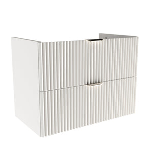 Dulap pentru lavoar Willy 80 cm Alb cu 2 sertare, design canelat modern, fără blat, cu sistem Soft-Close și spațiu practic de depozitare pentru Baia.