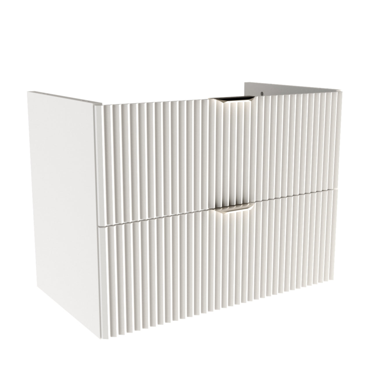 Dulap pentru lavoar Willy 80 cm Alb cu 2 sertare, design canelat modern, fără blat, cu sistem Soft-Close și spațiu practic de depozitare pentru Baia.