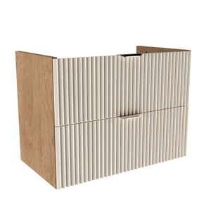 Dulap pentru lavoar Willy 80 cm Casmir/Nuc cu 2 sertare, fronturi canelate, fără blat, mobilier modern pentru baie