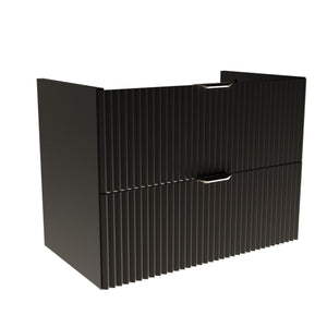 Dulap pentru lavoar Willy 80 cm Negru cu 2 sertare, fronturi canelate din MDF, design modern pentru baie, fără blat.