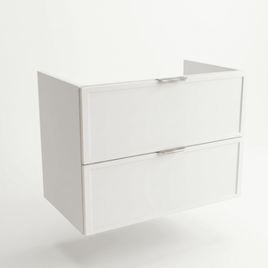 Dulap pentru lavoar Roma 80 cm Alb, 2 sertare, fronturi cu ramă decorativă, design modern și spațios pentru baie.