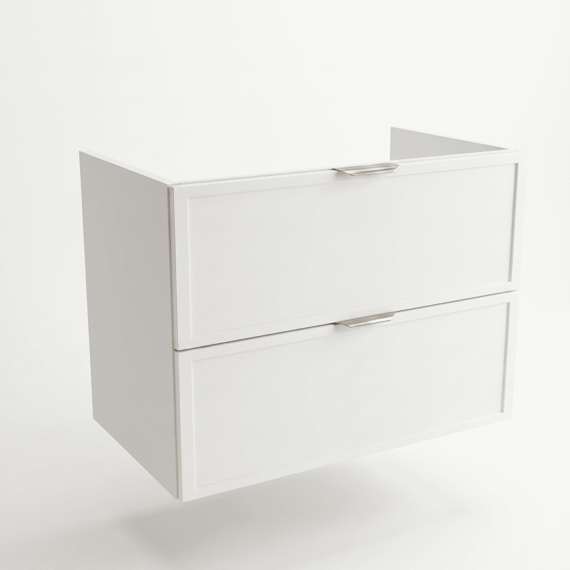 Dulap pentru lavoar Roma 80 cm Alb, 2 sertare, fronturi cu ramă decorativă, design modern și spațios pentru baie.