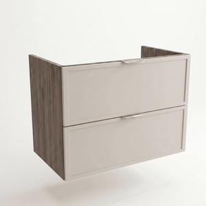 Dulap pentru lavoar Roma 80 cm Cașmir/Nuc închis, 2 sertare, fronturi cu ramă decorativă, mobilier baie modern fără blat