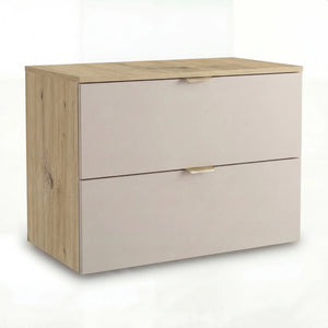 Dulap pentru lavoar Orio 80 cm Casmir/Stejar Artizanal cu 2 sertare, fronturi netede și mânere metalice