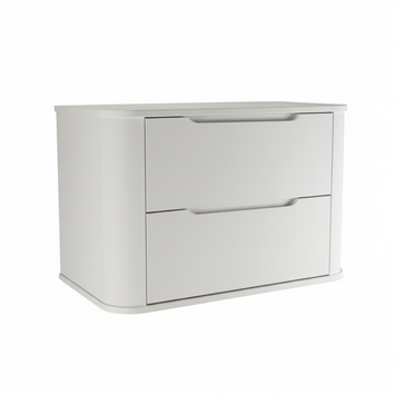 Dulap pentru lavoar Luma 80 cm Alb, 2 sertare, mobilier baie modern cu margini rotunjite și design minimalist fără mânere