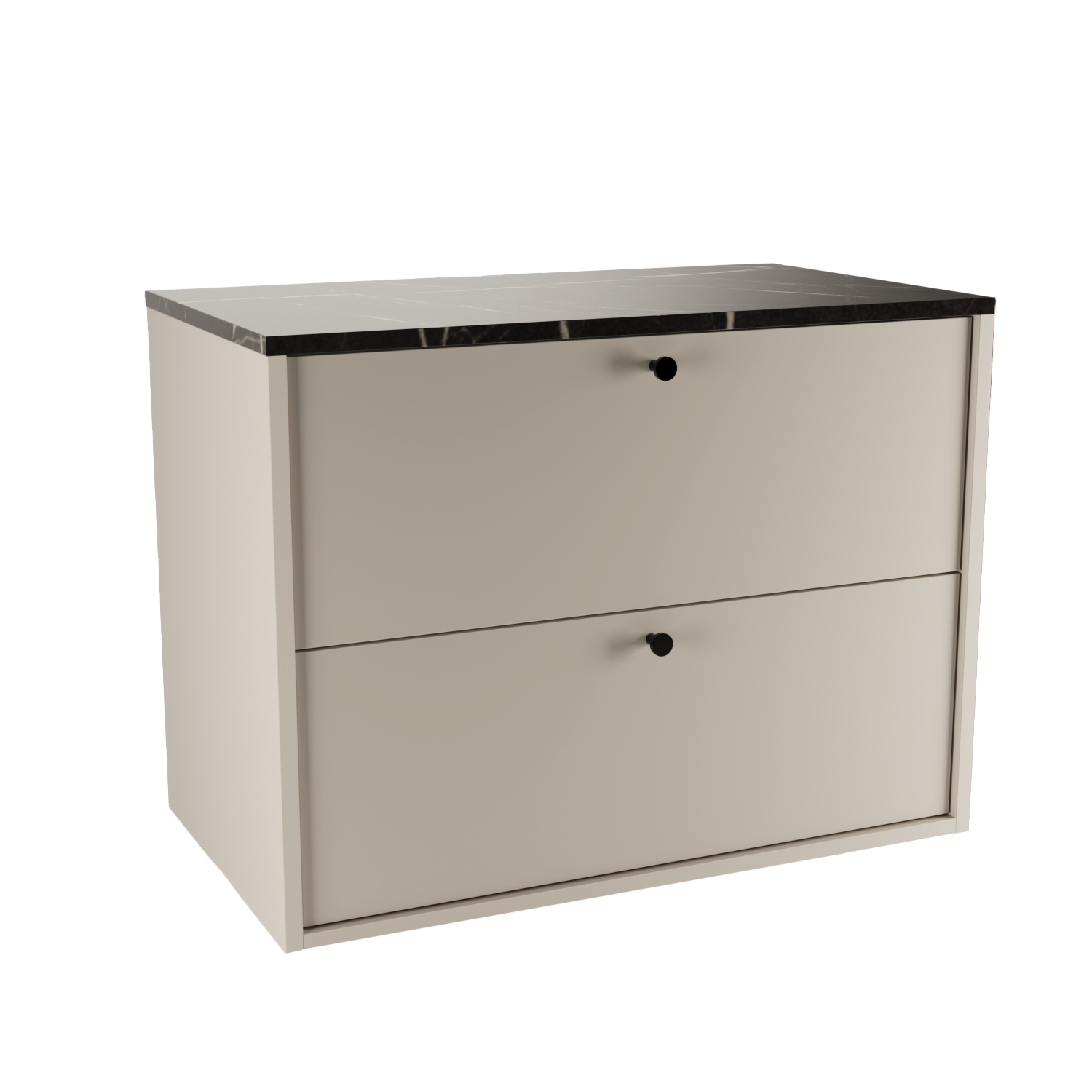 Dulap Belino 80 cm pentru lavoar, Casmir cu blat marmură Negru, design elegant și modern, perfect pentru băi luminoase, minimaliste și contemporane.