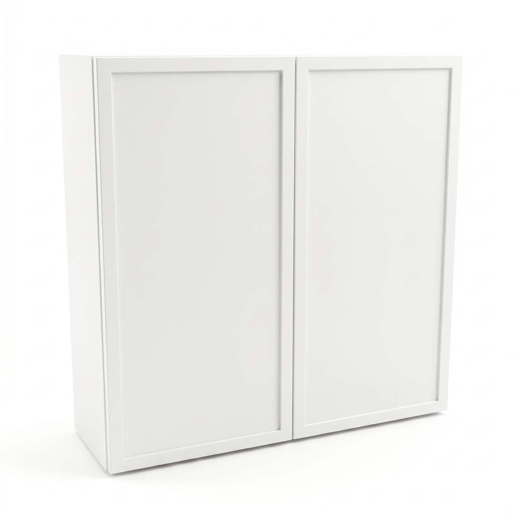 Dulap suspendat pentru baie Roma 60 cm Alb, 2 uși, fronturi cu ramă decorativă, mobilier baie modern, design compact și minimalist