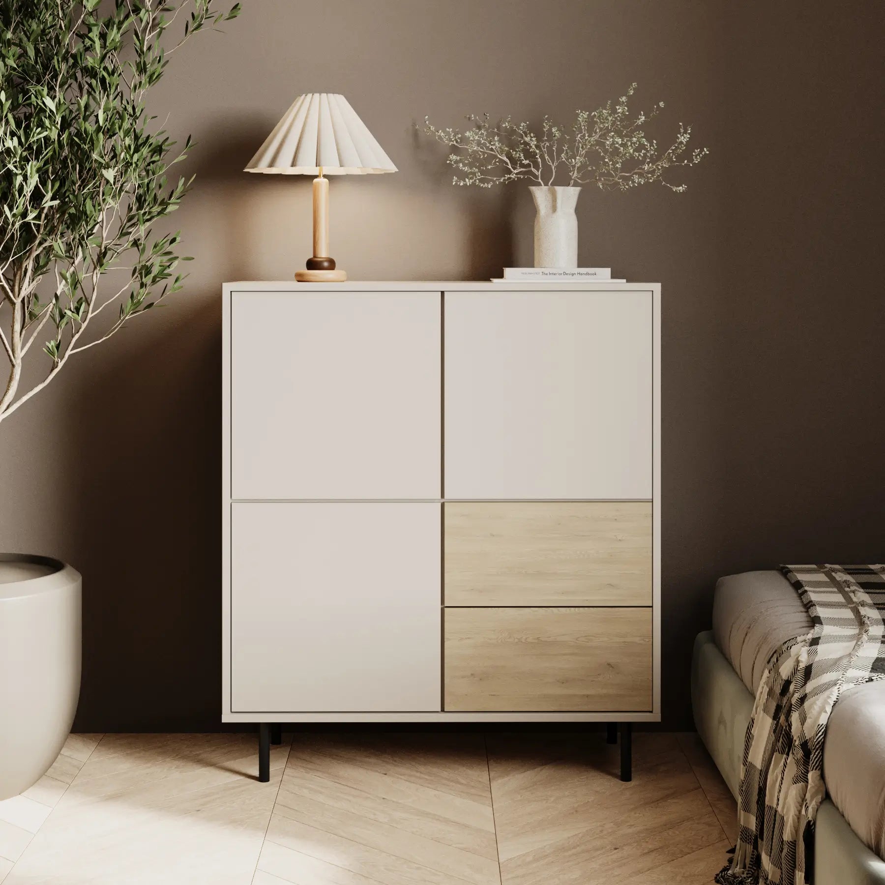 Highboard 100 cm breit aus der Serie Lola – in elegantem Kaschmir mit glatten Türen und zwei Schubladen in kontrastierendem Artisan Eiche Dekor. Drei Türen bieten viel Stauraum, modernes Design trifft auf warme Holzoptik. Ideal für stilvolle Wohnräume.Highboard 100 cm breit aus der Serie Lola – in elegantem Kaschmir mit glatten Türen und zwei Schubladen in kontrastierendem Artisan Eiche Dekor. Drei Türen bieten viel Stauraum, modernes Design trifft auf warme Holzoptik. Ideal für stilvolle Wohnräume.