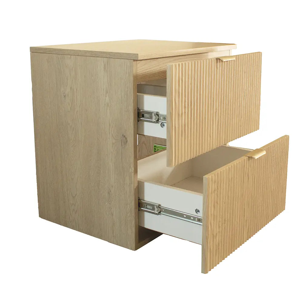 Dulap pentru lavoar 60 cm 2 sertare fronturi canelate Willy - Stejar Cremona