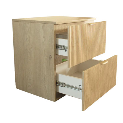 Dulap pentru lavoar 60 cm 2 sertare fronturi canelate Willy - Stejar Cremona