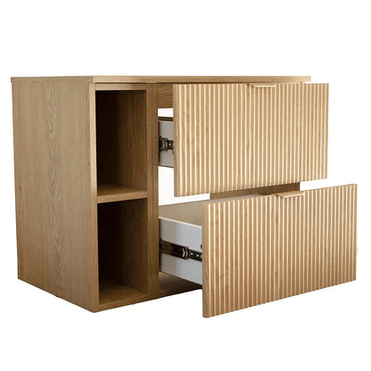 Dulap pentru lavoar 80 cm cu raft, fronturi canelate Willy - Stejar Cremona