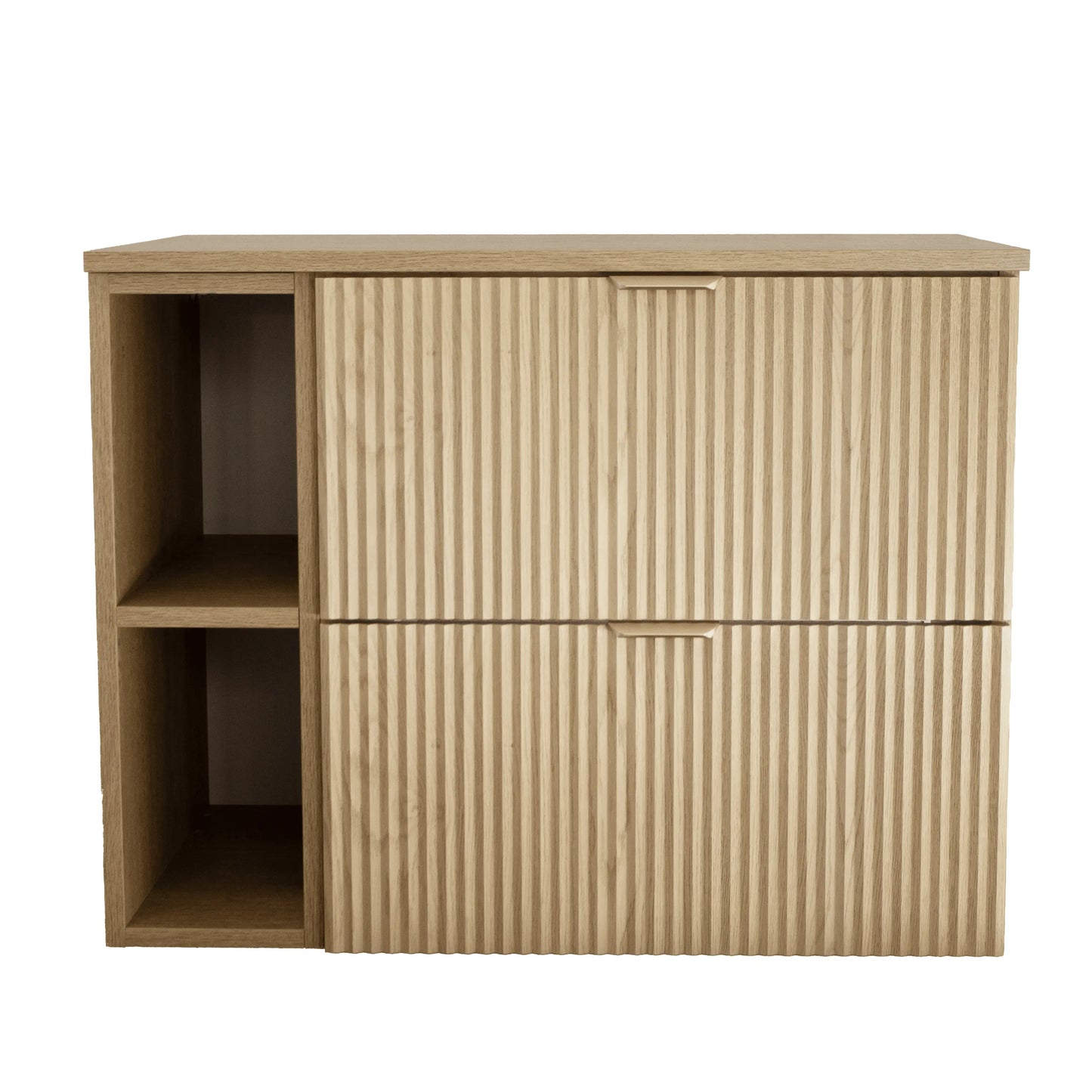 Dulap pentru lavoar 80 cm cu raft, fronturi canelate Willy - Stejar Cremona