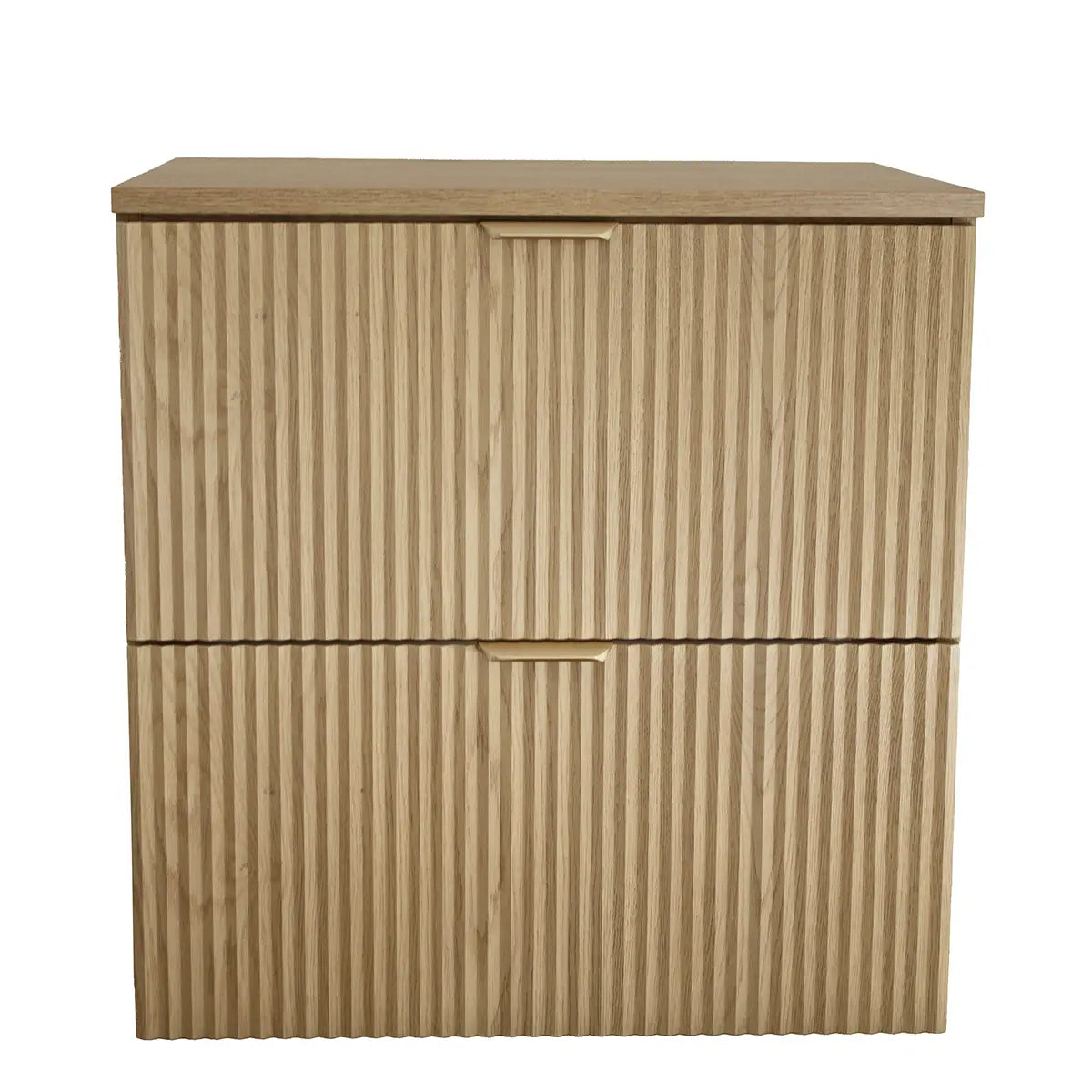 Dulap pentru lavoar 60 cm 2 sertare fronturi canelate Willy - Stejar Cremona