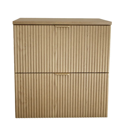 Dulap pentru lavoar 60 cm 2 sertare fronturi canelate Willy - Stejar Cremona