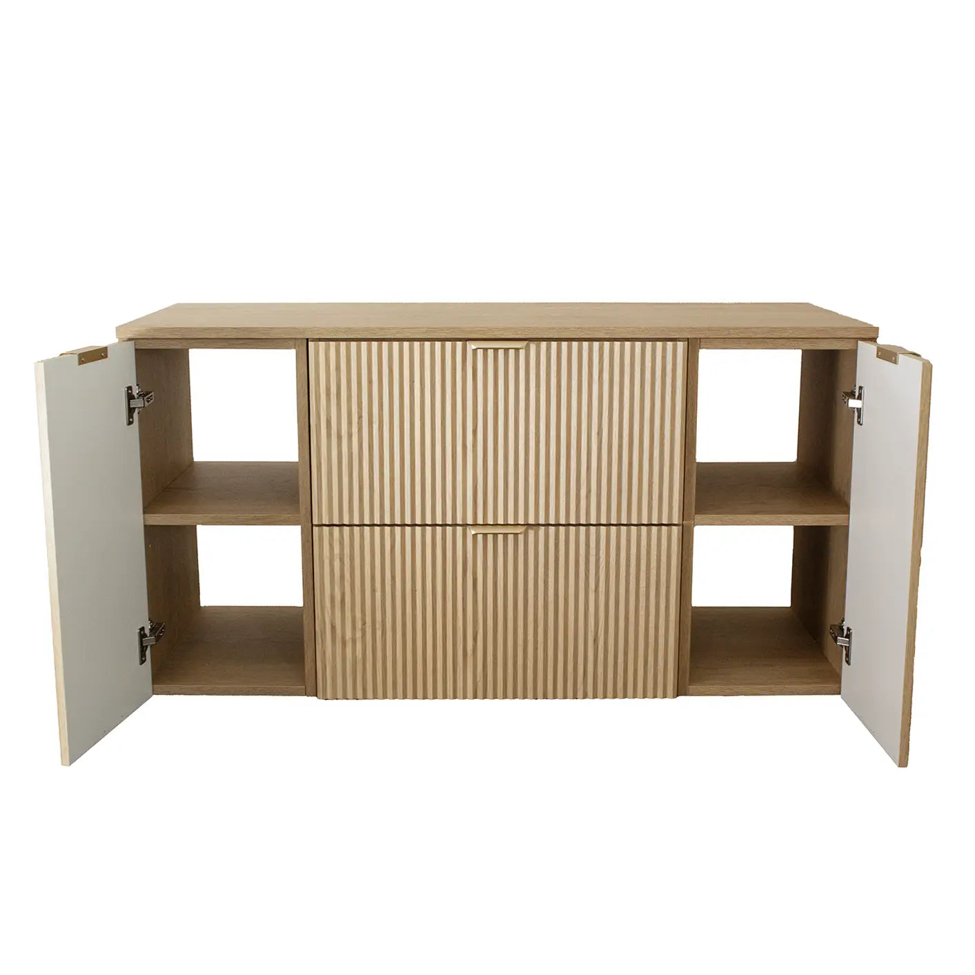 Set de mobilier: Dulap pentru lavoar 120 cm, 2 uși 2 sertare și Dulap înalt pentru baie 120 cm Willy - Stejar Cremona