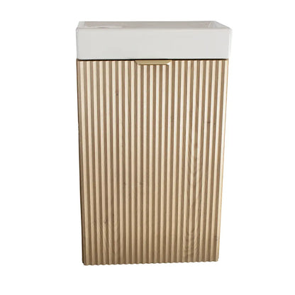 Dulap pentru lavoar 40 cm, cu chiuveta, 1 usa, fronturi canelate Willy - Stejar Cremona