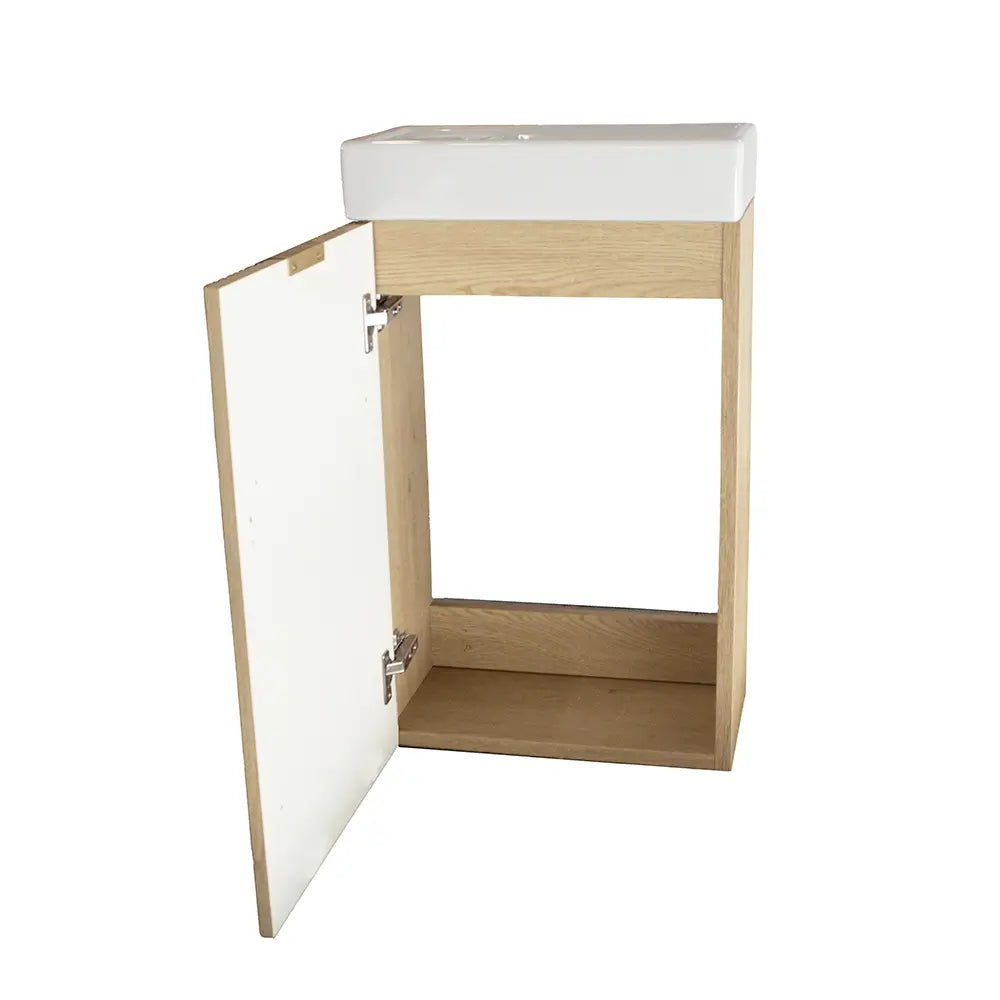 Dulap pentru lavoar 40 cm, cu chiuveta, 1 usa, fronturi canelate Willy - Stejar Cremona