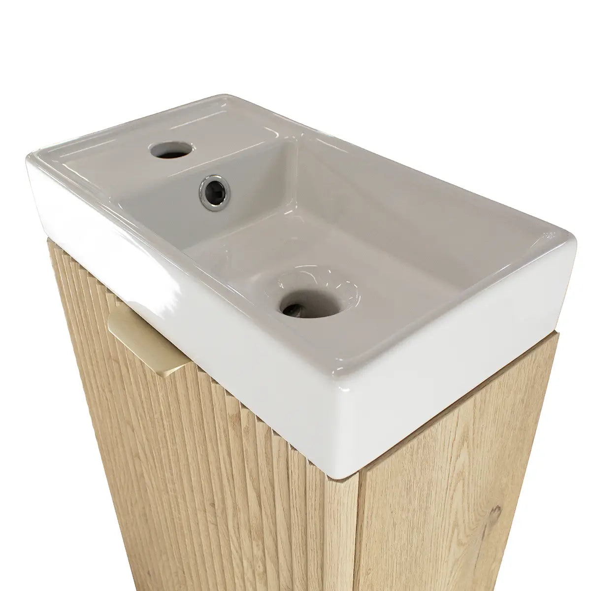 Dulap pentru lavoar 40 cm, cu chiuveta, 1 usa, fronturi canelate Willy - Stejar Cremona