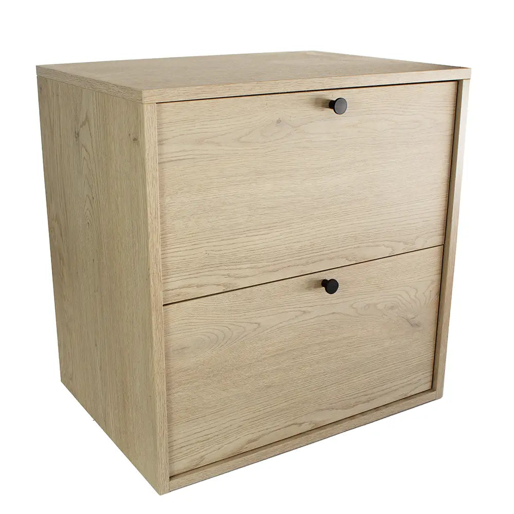 Dulap pentru lavoar 60 cm, cu 2 sertare, fronturi netede Belino - Stejar Cremona