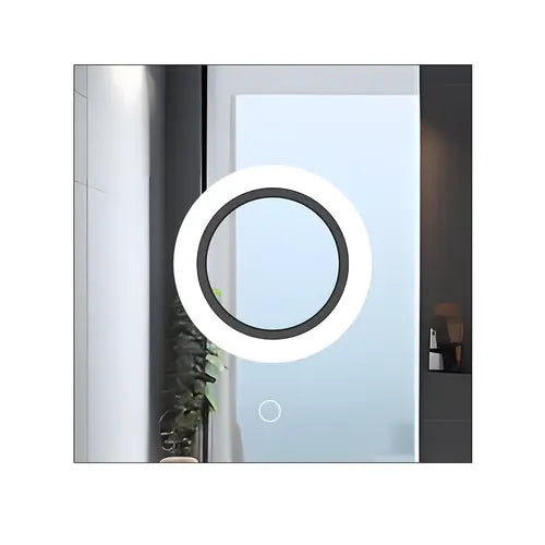 Oglindă pătrată de perete cu LED YH-BL-12 60 × 60 cm, cu iluminare circulară, lumină neutră și control tactil, ideală pentru băi moderne.