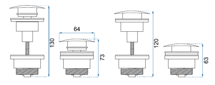 Dop universal click-clack - Auriu Periat