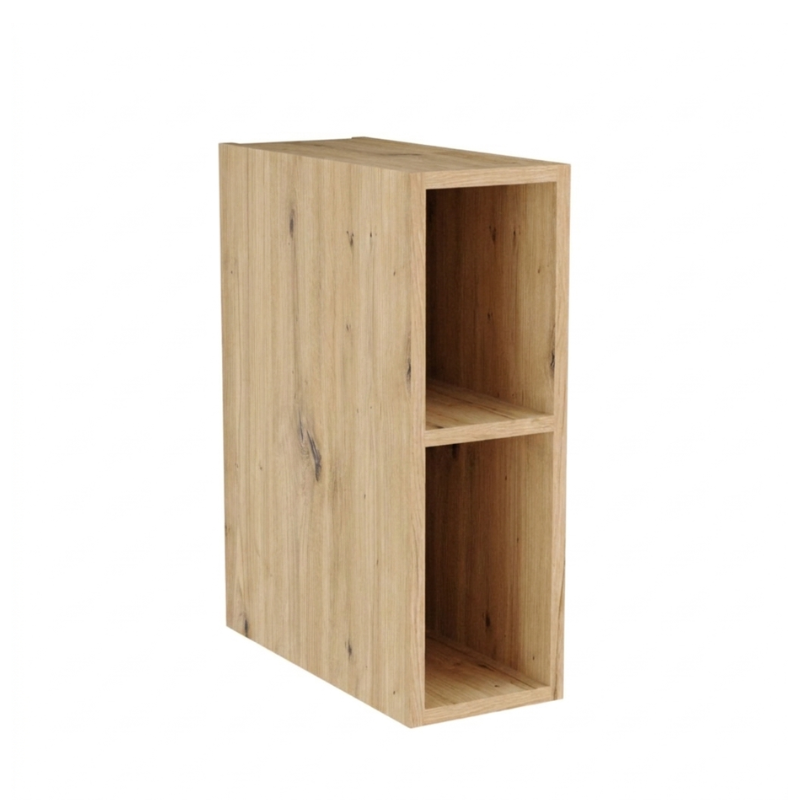 Raft îngust de baie de 20 cm cu o poliță, în decor Stejar Artizanal, cu aspect natural și rustic.