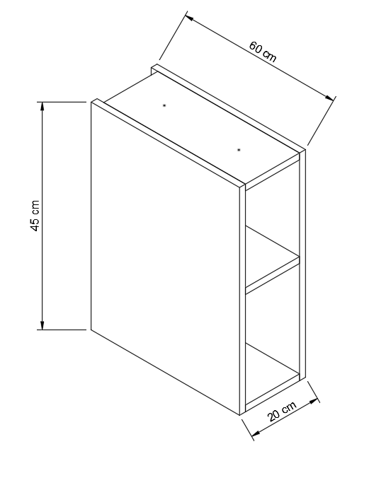 Raft îngust 20 cm, cu 1 polita - Nuc