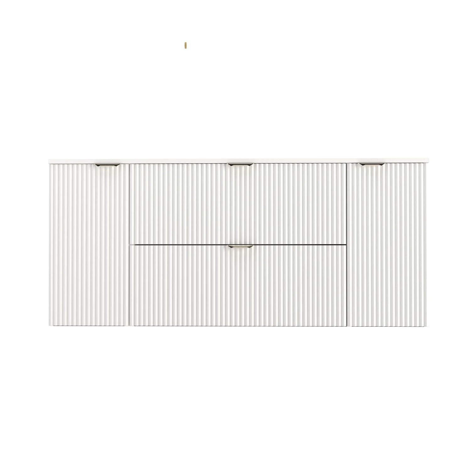 Dulap pentru lavoar 140 cm cu 2 usi, cu 2 sertare, fronturi canelate Willy - Alb