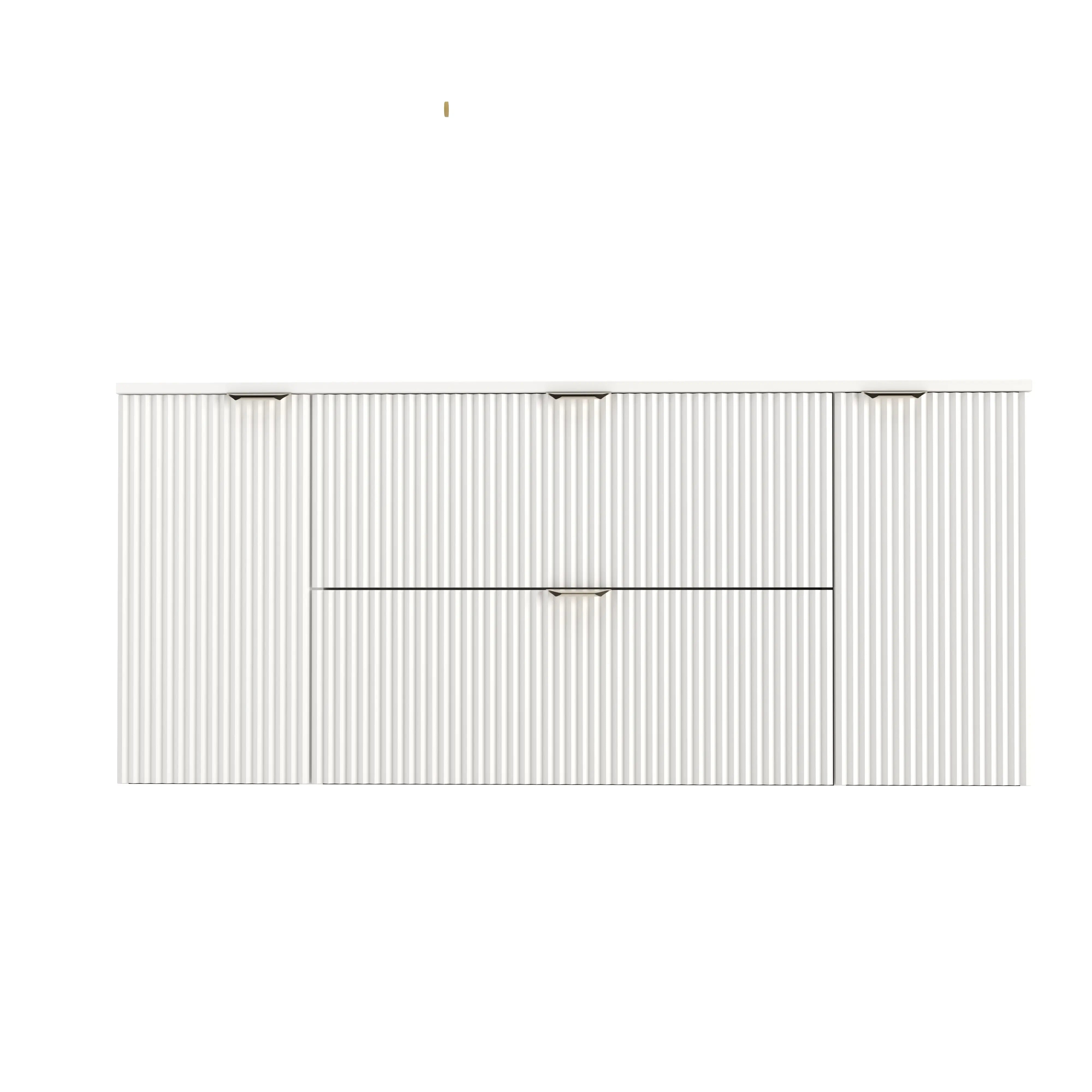 Dulap pentru lavoar 140 cm cu 2 usi, cu 2 sertare, fronturi canelate Willy - Alb