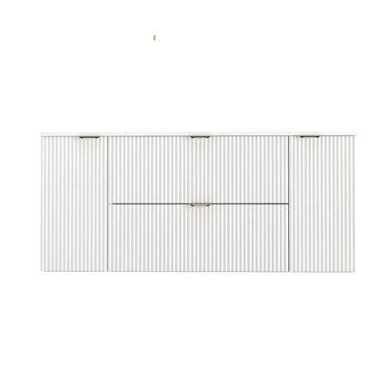 Dulap pentru lavoar 140 cm cu 2 usi, cu 2 sertare, fronturi canelate Willy - Alb