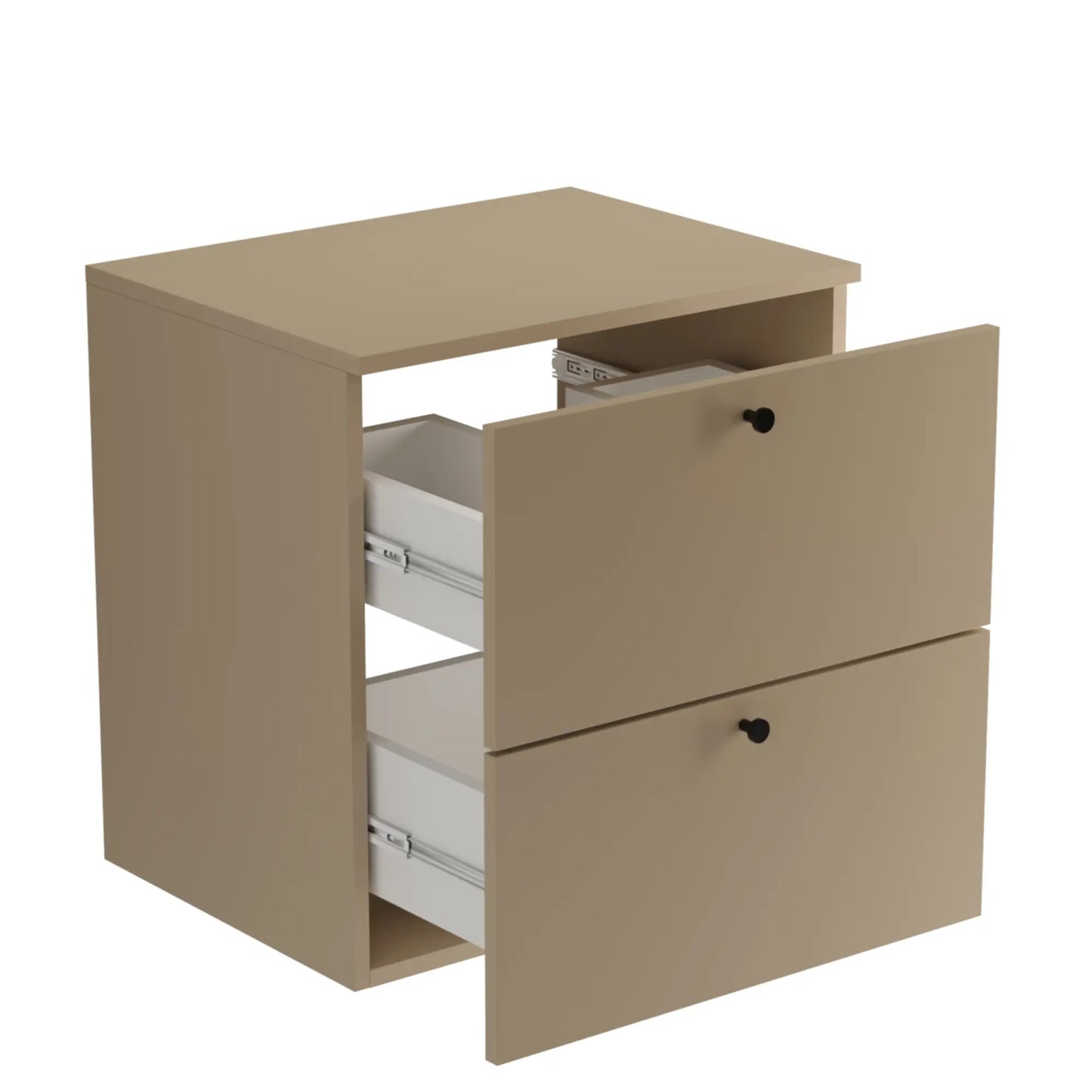 Dulap pentru lavoar 60 cm, cu 2 sertare, fronturi netede Beti - Cappuccino