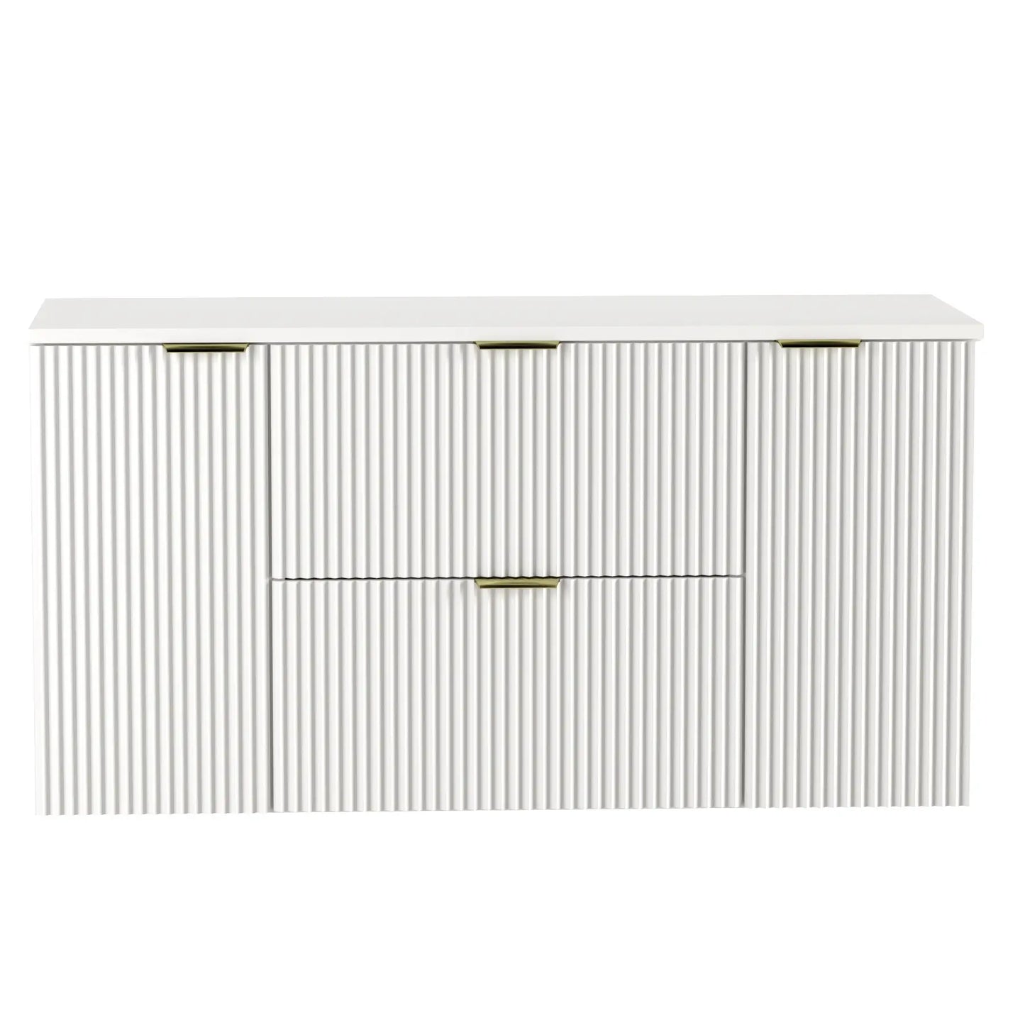 Dulap pentru lavoar 120 cm cu 2 usi, cu 2 sertare, fronturi canelate Willy - Alb