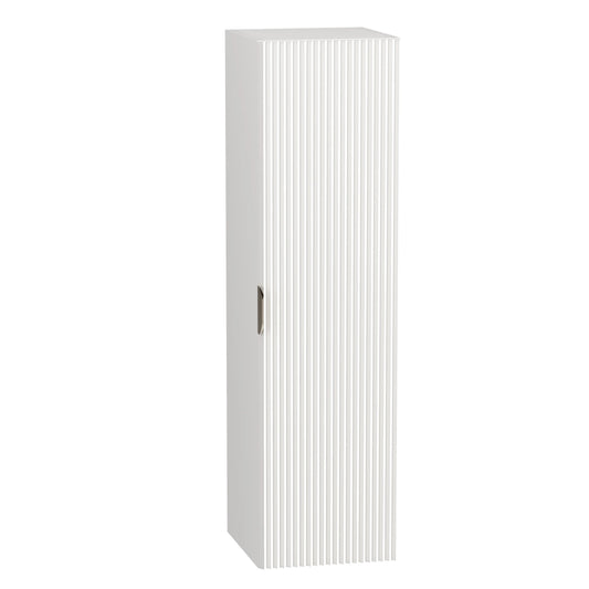 Dulap înalt pentru baie Willy 120 cm Alb, cu fronturi canelate și finisaj modern, oferă spațiu amplu de depozitare și un aspect elegant, luminos.