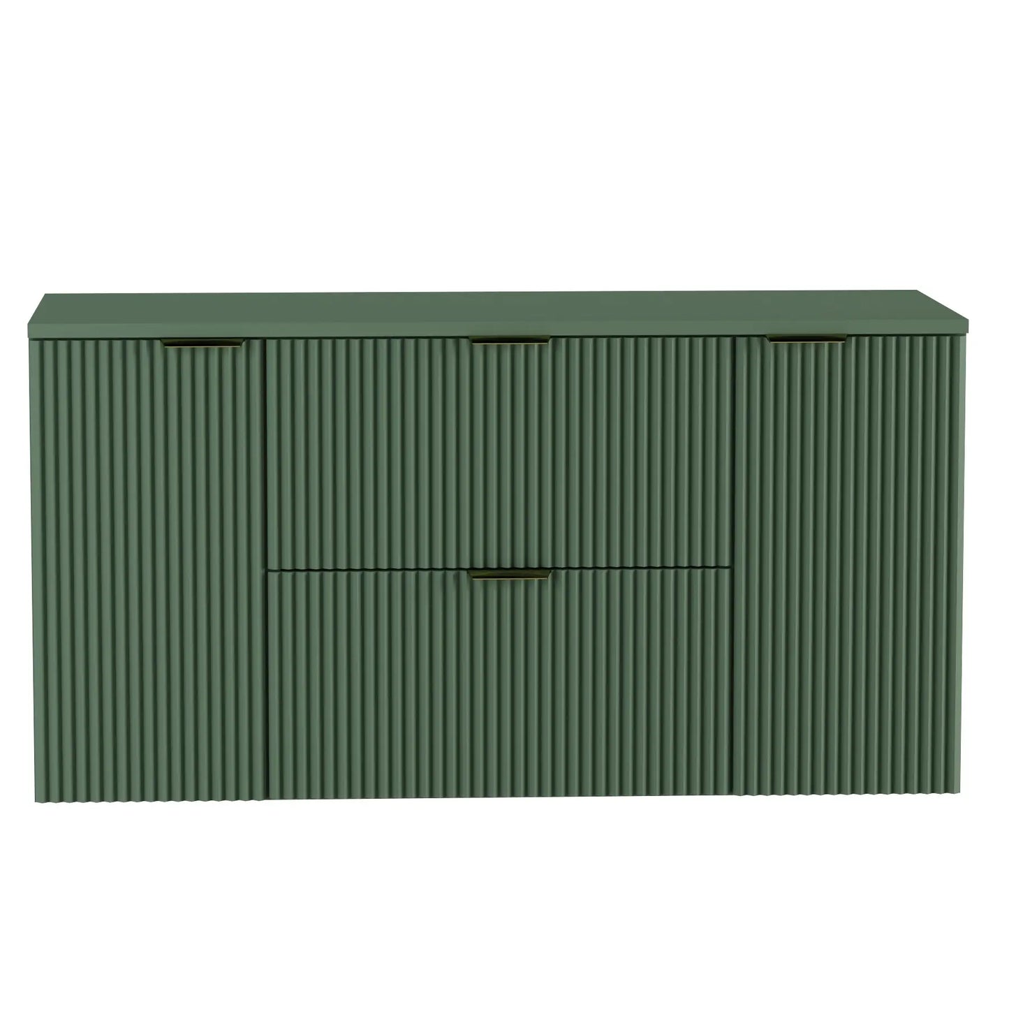 Dulap pentru lavoar 120 cm cu 2 usi, cu 2 sertare, fronturi canelate Willy - Verde